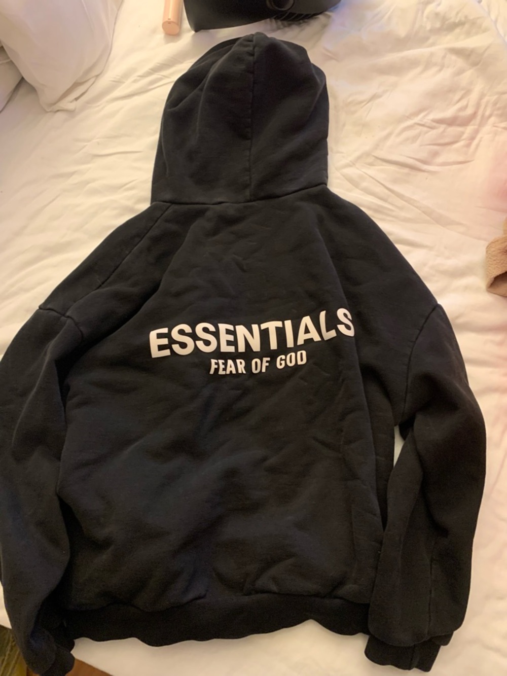 Essentials Men’s Black Crewneck Sweater with White Logo